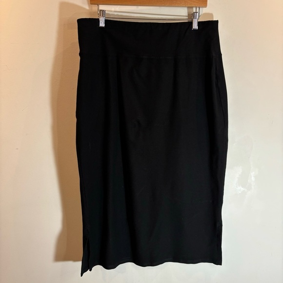 EILEEN FISHER Sz 14 (estimated) Texture Knit Side Slit Pull On Pencil Skirt - Picture 2 of 7